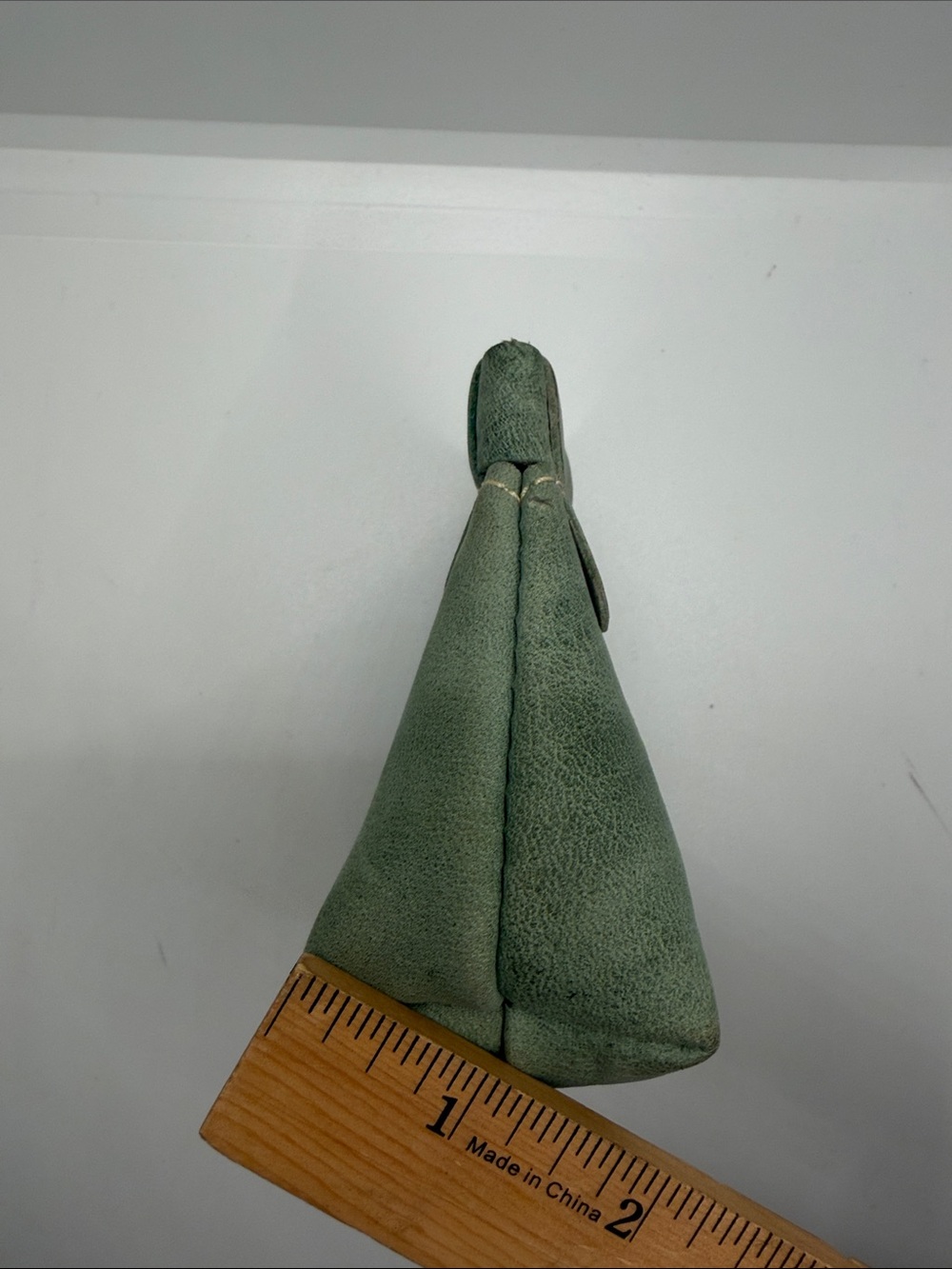 Portland Sueded Leather Pouch Green Leather Scallop-Trim top closesure - Picture 7 of 9